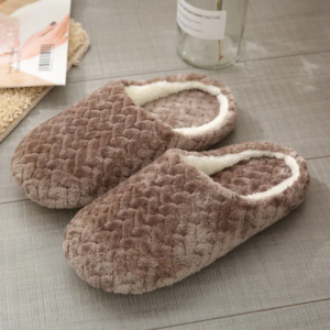 Home plush bedroom sandals brown (push ins)