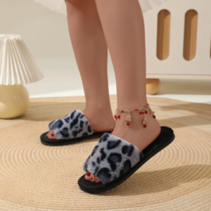 Home bedroom sandals (leopard print blue)